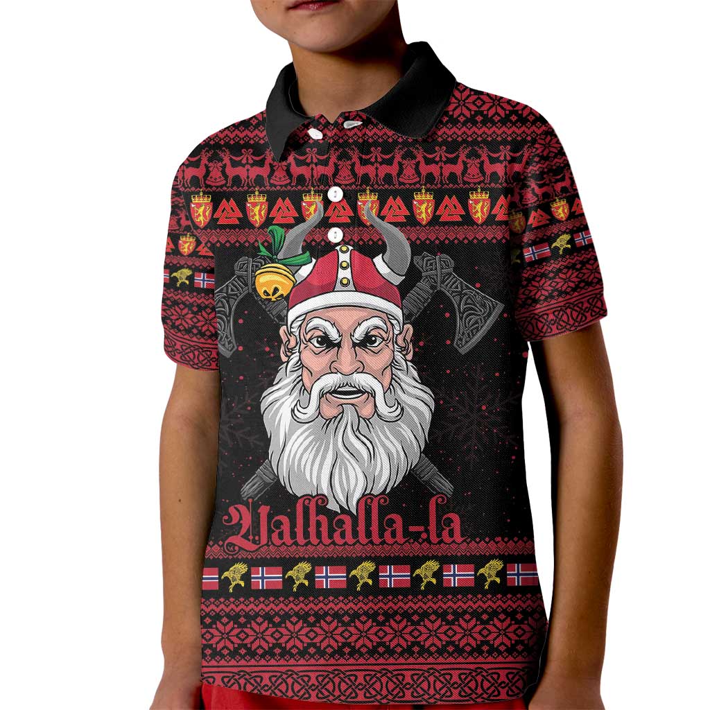 Norway Christmas Kid Polo Shirt Valhalla La La Viking Santa - Wonder Print Shop