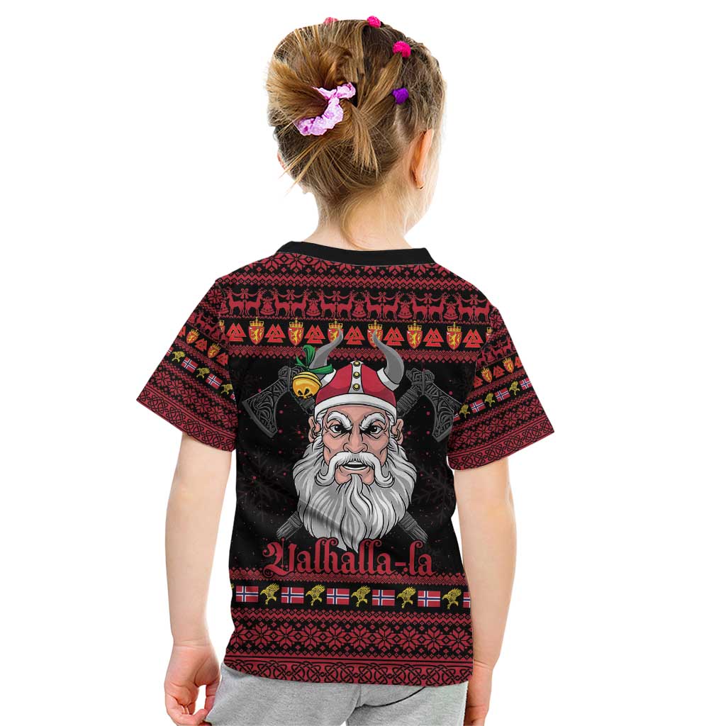 Norway Christmas Kid T Shirt Valhalla La La Viking Santa - Wonder Print Shop