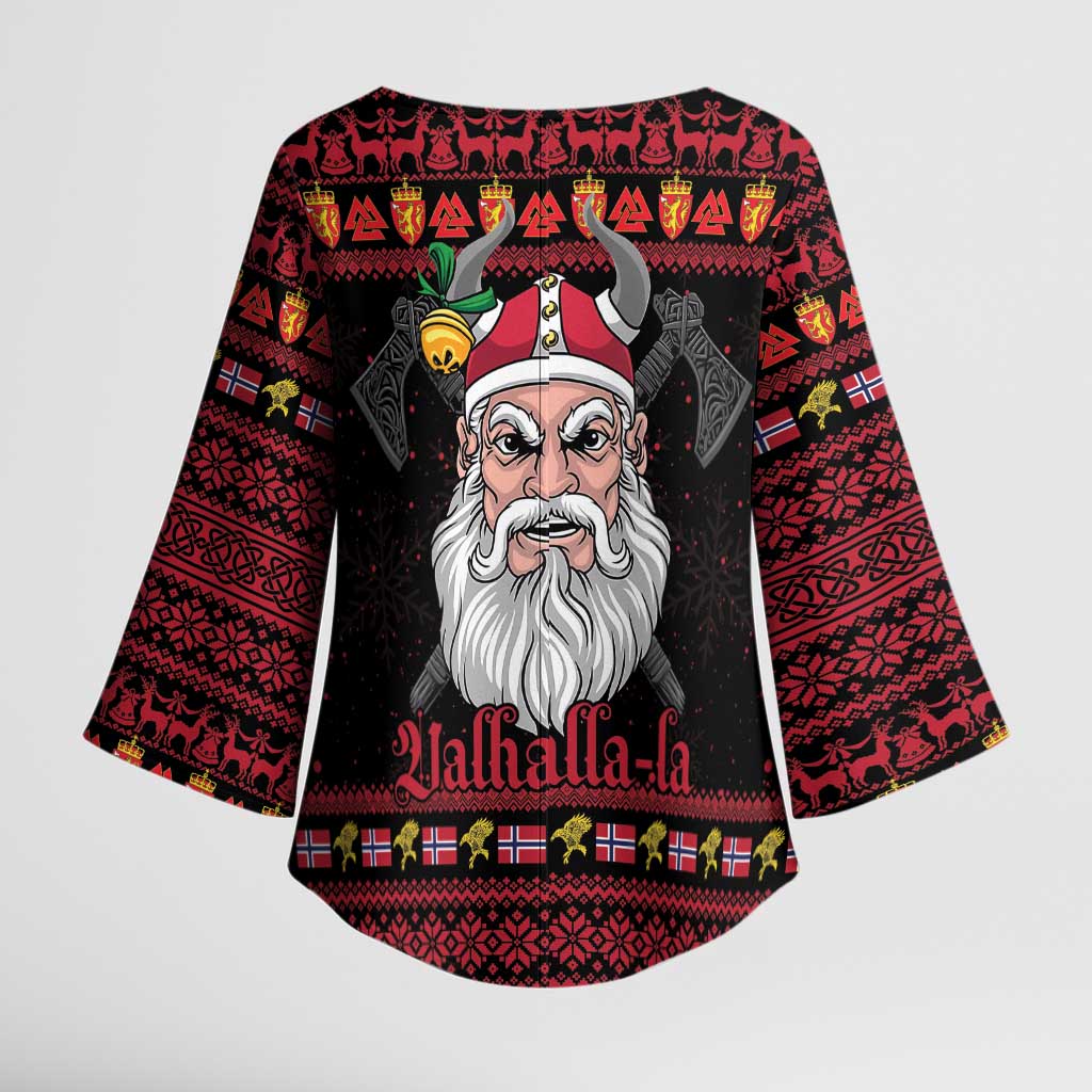 Norway Christmas Kimono Sleeve Blouse Valhalla La La Viking Santa - Wonder Print Shop