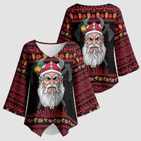 Norway Christmas Kimono Sleeve Blouse Valhalla La La Viking Santa - Wonder Print Shop