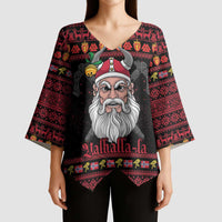 Norway Christmas Kimono Sleeve Blouse Valhalla La La Viking Santa - Wonder Print Shop
