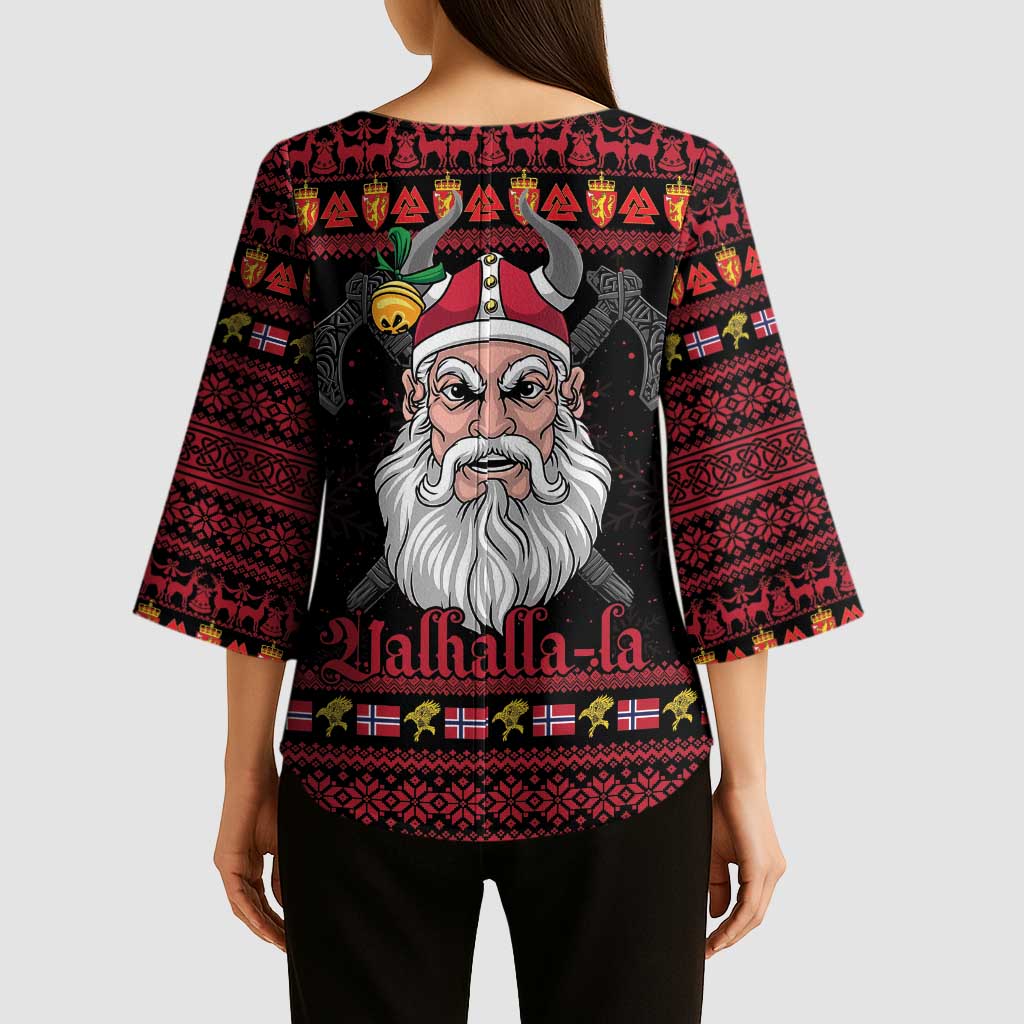 Norway Christmas Kimono Sleeve Blouse Valhalla La La Viking Santa - Wonder Print Shop