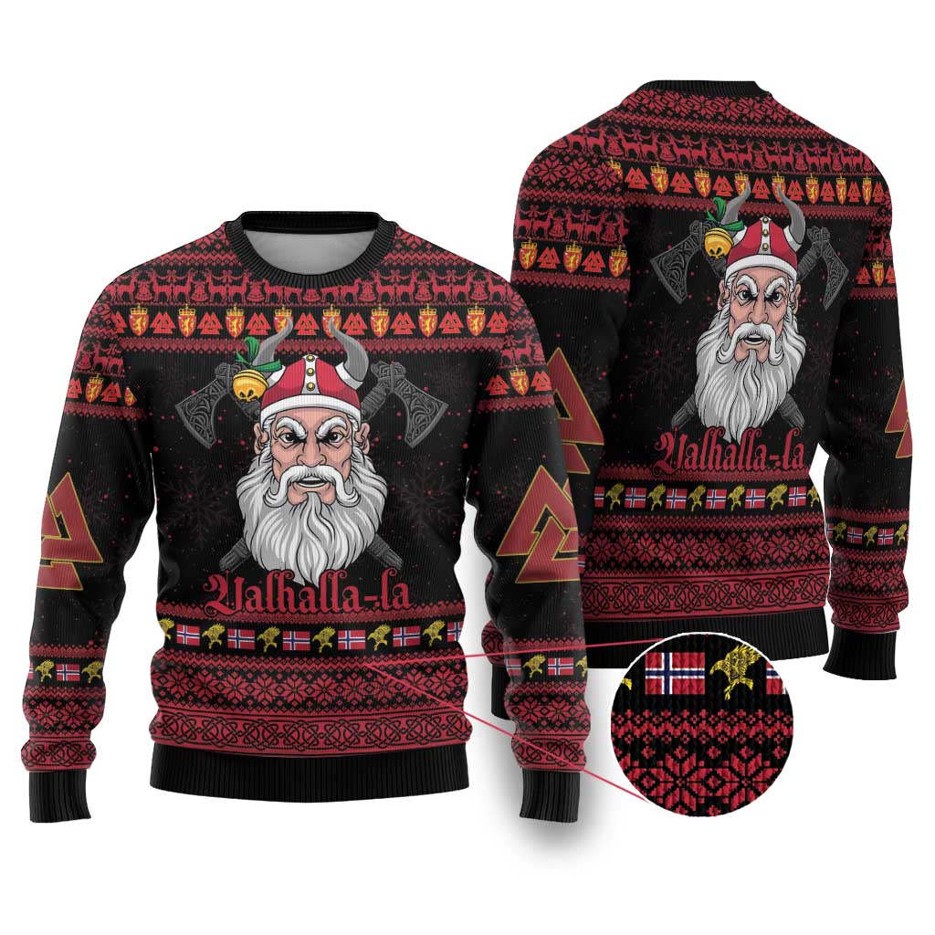 Norway Christmas Ugly Christmas Sweater Valhalla La La Viking Santa - Wonder Print Shop