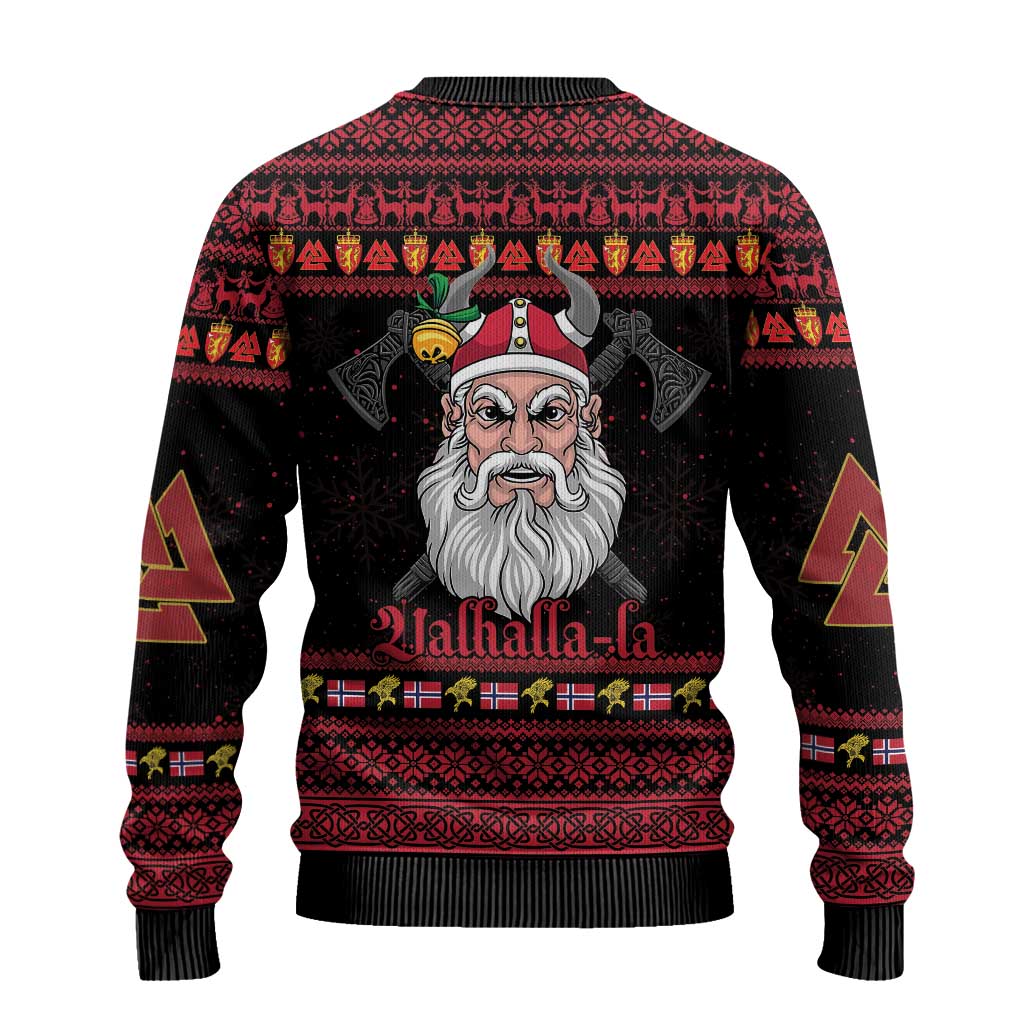 Norway Christmas Ugly Christmas Sweater Valhalla La La Viking Santa - Wonder Print Shop