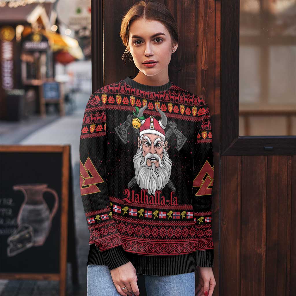 Norway Christmas Ugly Christmas Sweater Valhalla La La Viking Santa - Wonder Print Shop