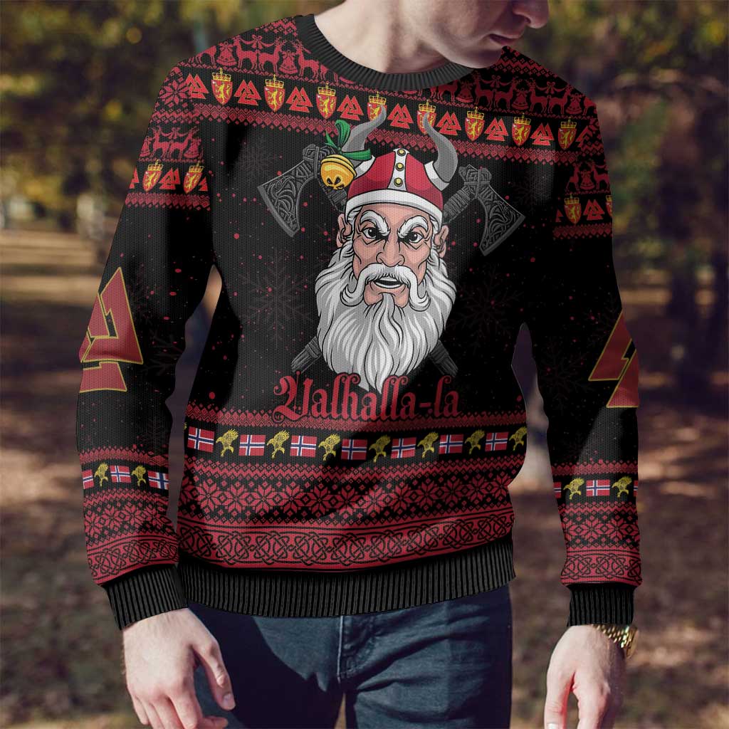 Norway Christmas Ugly Christmas Sweater Valhalla La La Viking Santa - Wonder Print Shop