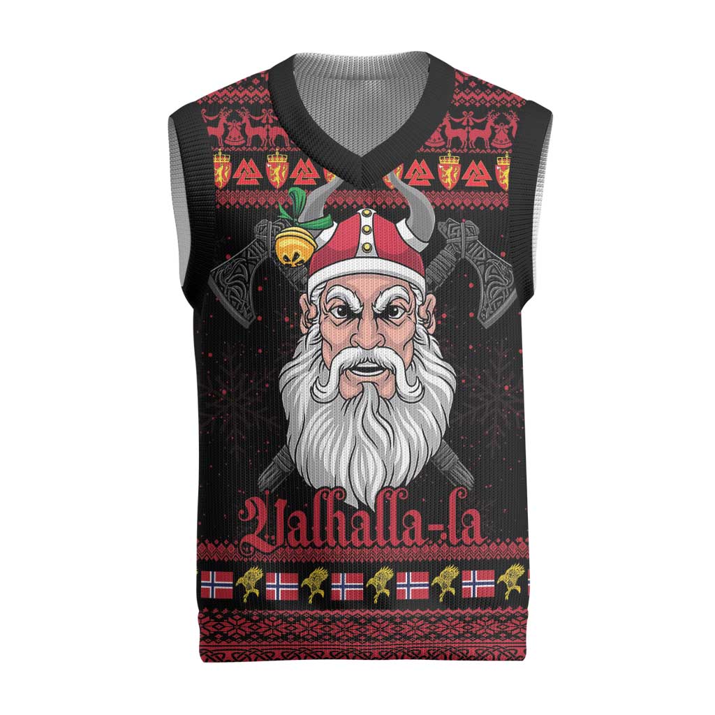 Norway Christmas Knitted V-Neck Vest Valhalla La La Viking Santa - Wonder Print Shop