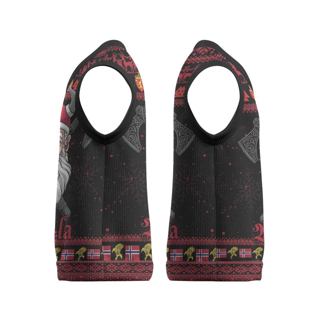 Norway Christmas Knitted V-Neck Vest Valhalla La La Viking Santa - Wonder Print Shop