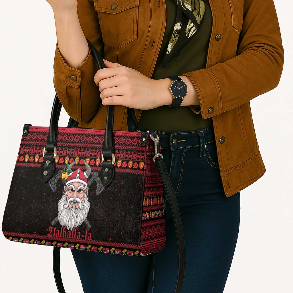 Norway Christmas Leather Bag Valhalla La La Viking Santa - Wonder Print Shop