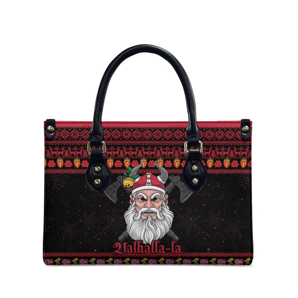 Norway Christmas Leather Bag Valhalla La La Viking Santa - Wonder Print Shop