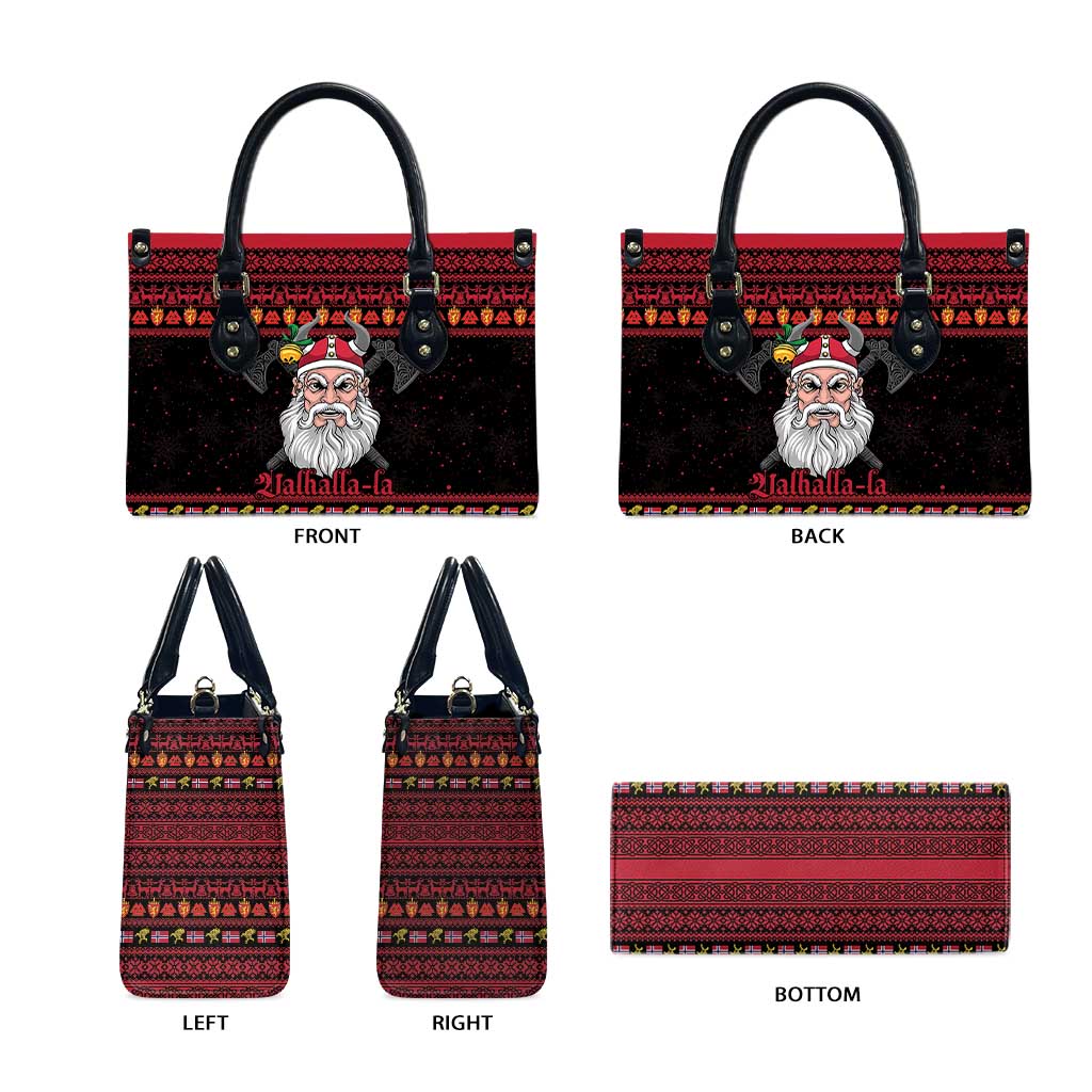 Norway Christmas Leather Bag Valhalla La La Viking Santa - Wonder Print Shop