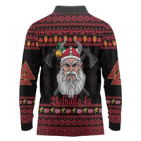 Norway Christmas Long Sleeve Polo Shirt Valhalla La La Viking Santa - Wonder Print Shop