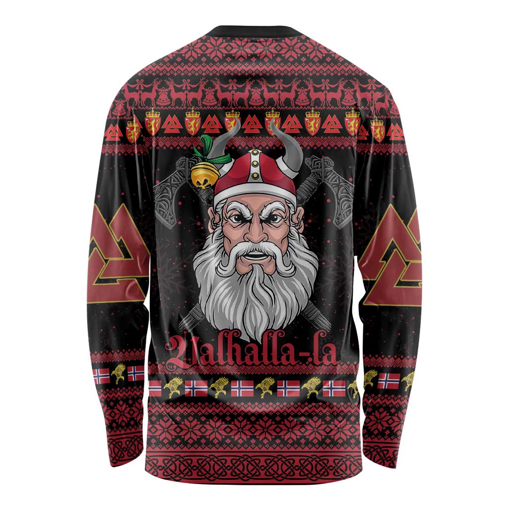 Norway Christmas Long Sleeve Shirt Valhalla La La Viking Santa - Wonder Print Shop