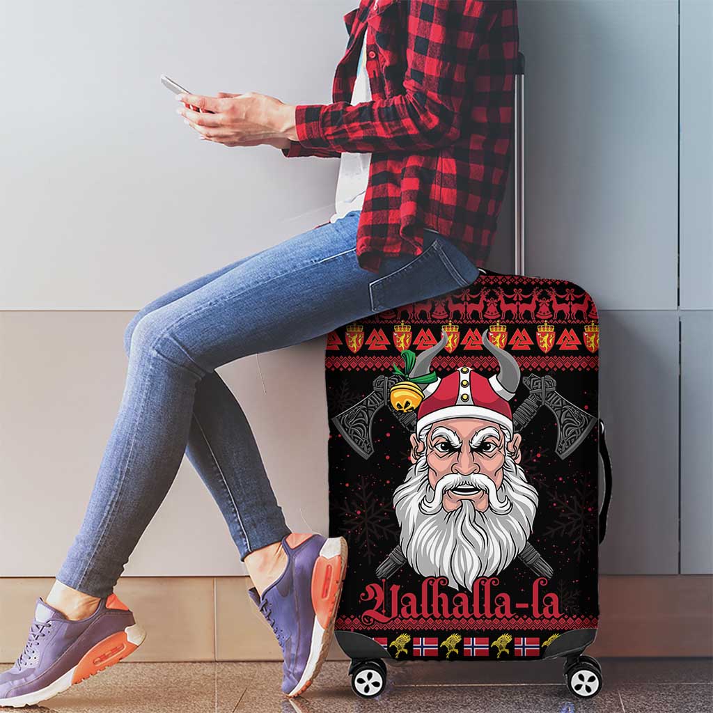 Norway Christmas Luggage Cover Valhalla La La Viking Santa - Wonder Print Shop