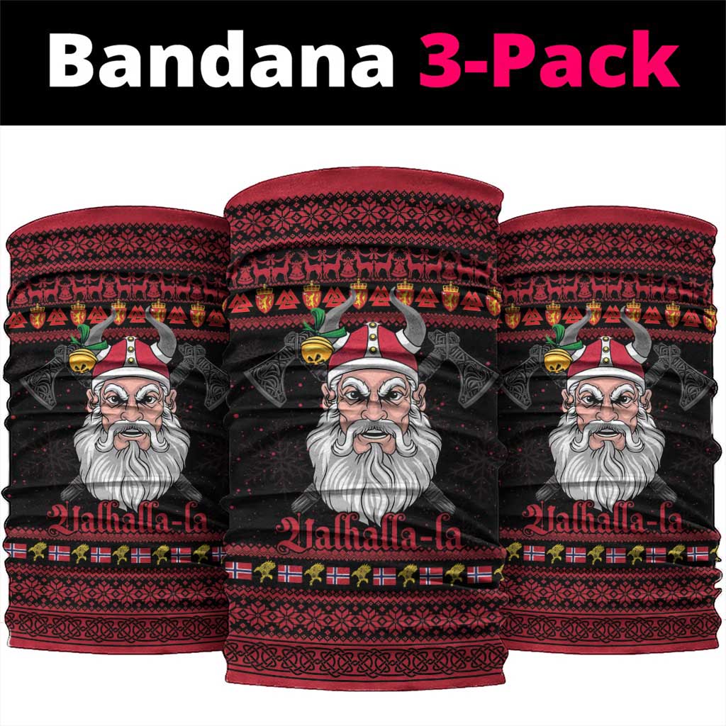 Norway Christmas Neck Gaiter Valhalla La La Viking Santa - Wonder Print Shop