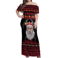 Norway Christmas Off Shoulder Maxi Dress Valhalla La La Viking Santa - Wonder Print Shop