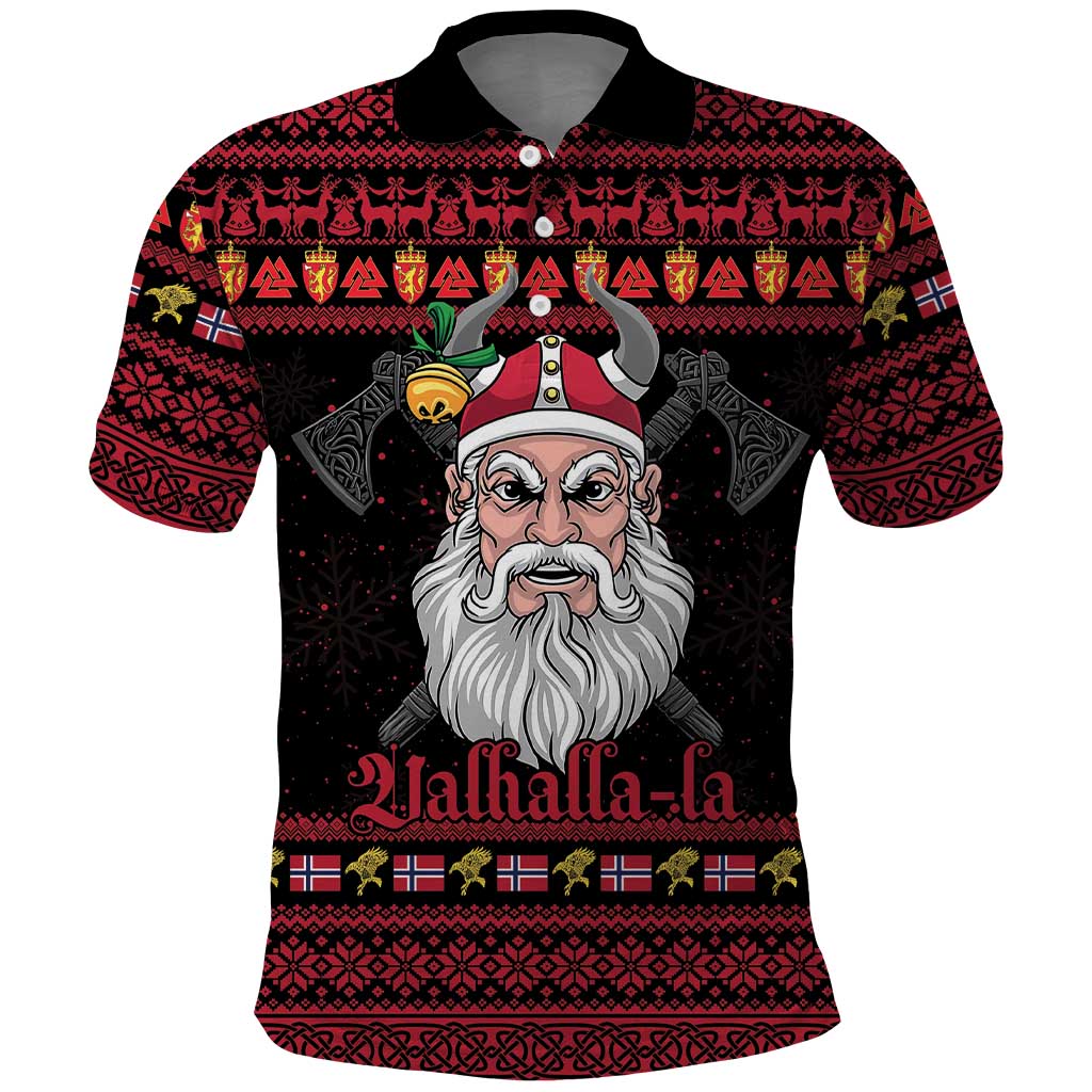 Norway Christmas Polo Shirt Valhalla La La Viking Santa - Wonder Print Shop