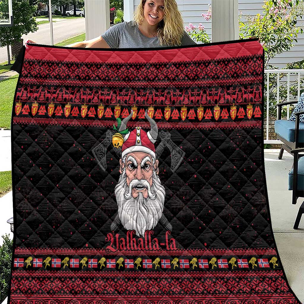 Norway Christmas Quilt Valhalla La La Viking Santa - Wonder Print Shop