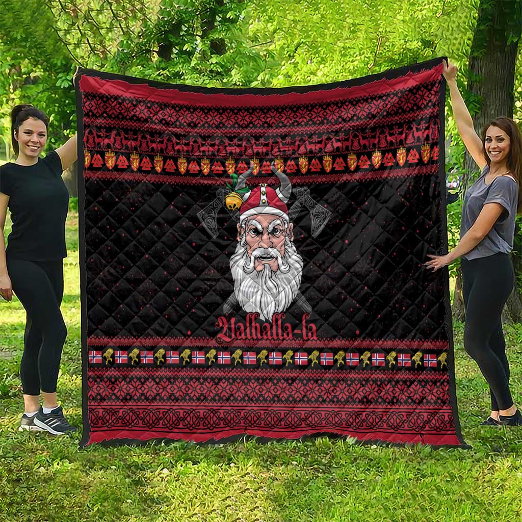 Norway Christmas Quilt Valhalla La La Viking Santa - Wonder Print Shop
