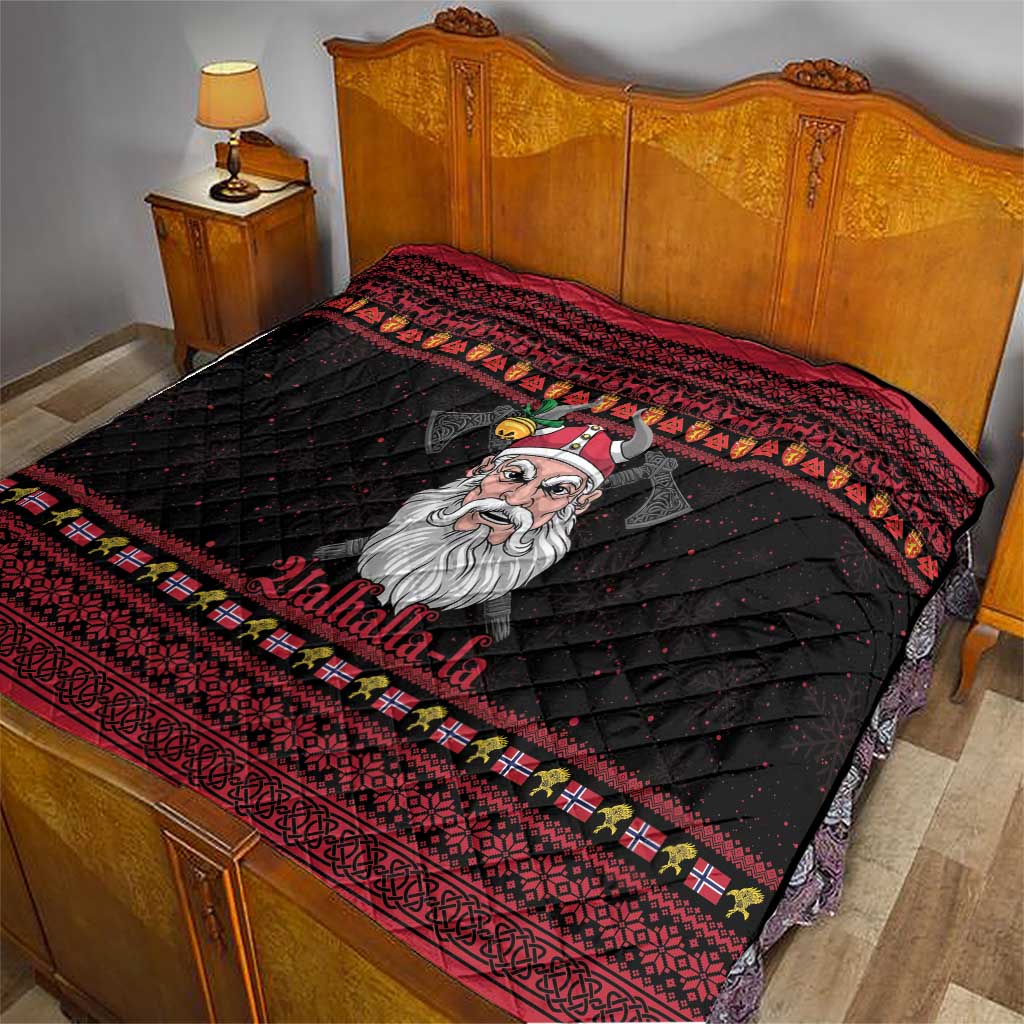 Norway Christmas Quilt Valhalla La La Viking Santa - Wonder Print Shop