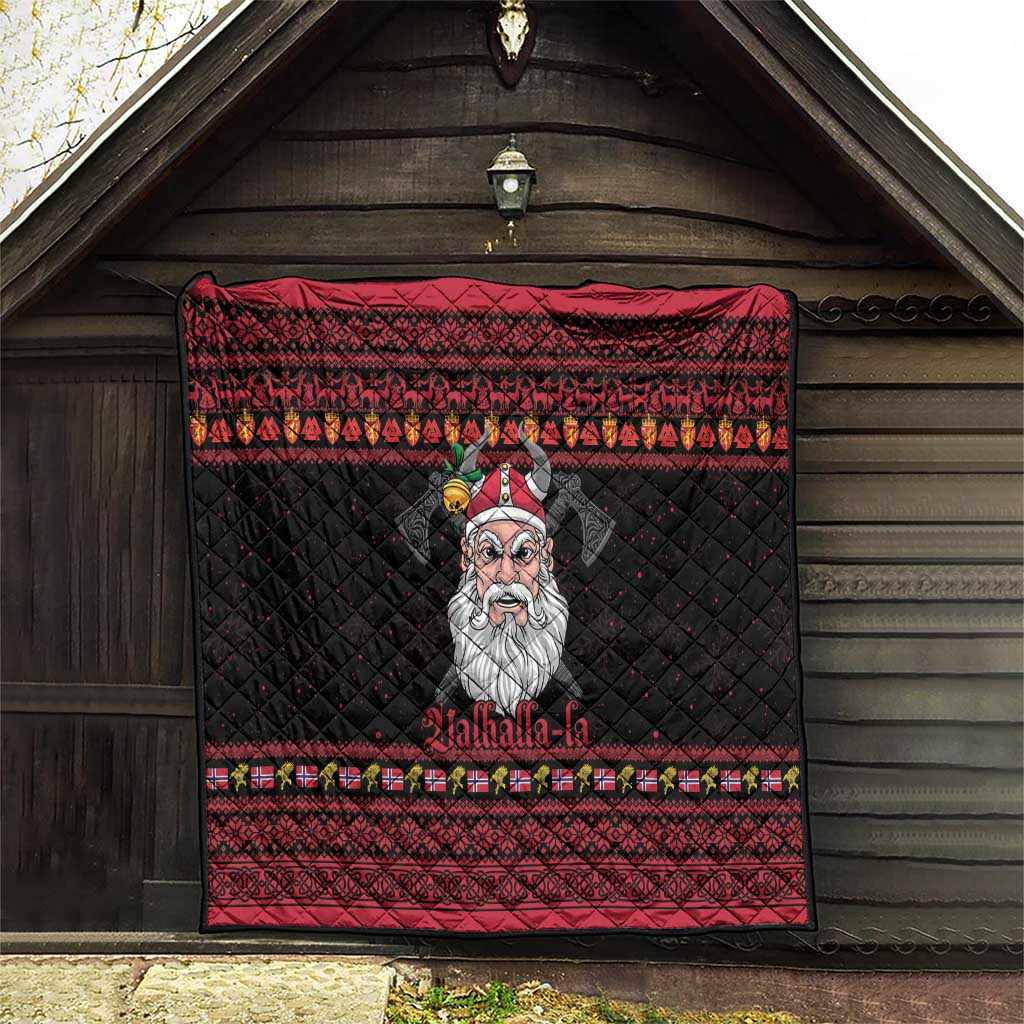 Norway Christmas Quilt Valhalla La La Viking Santa - Wonder Print Shop