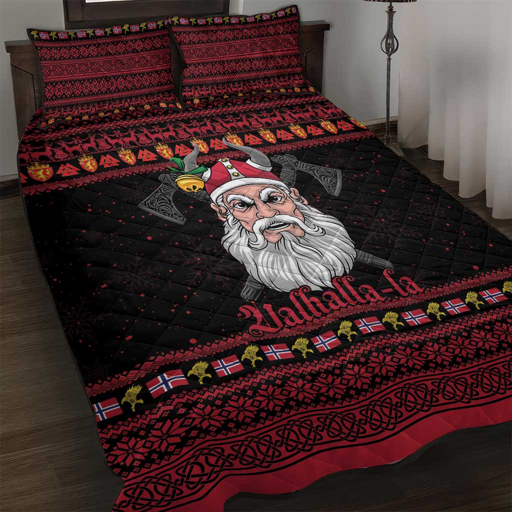 Norway Christmas Quilt Bed Set Valhalla La La Viking Santa - Wonder Print Shop