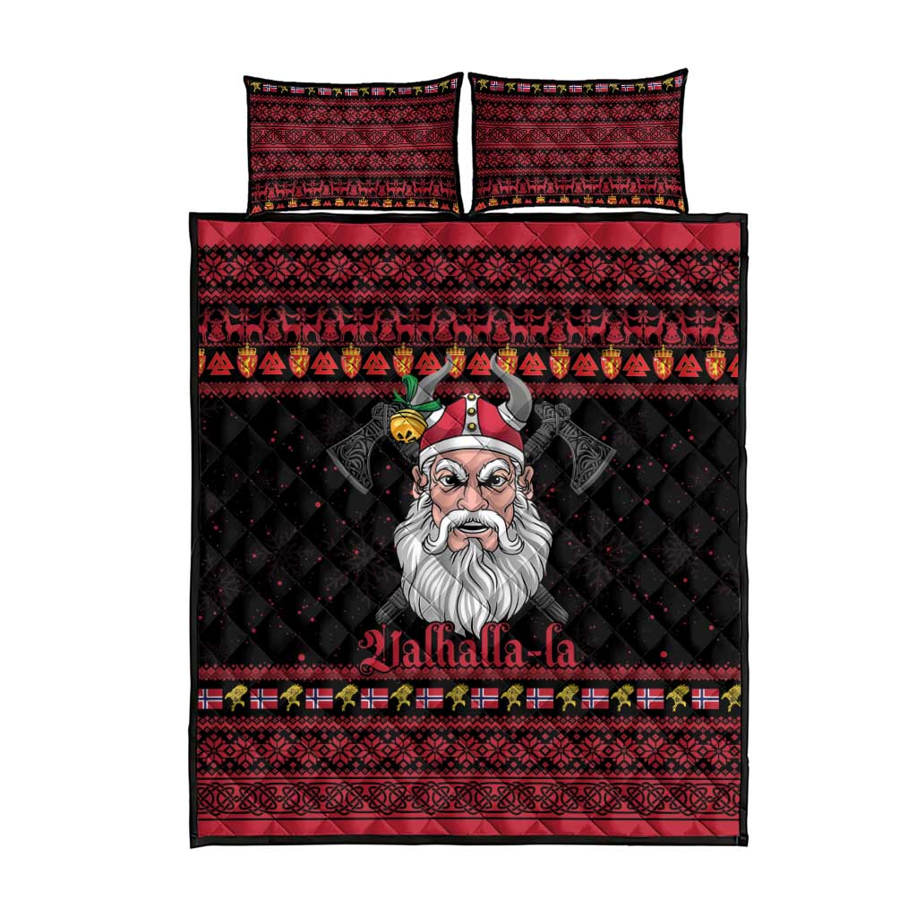 Norway Christmas Quilt Bed Set Valhalla La La Viking Santa - Wonder Print Shop