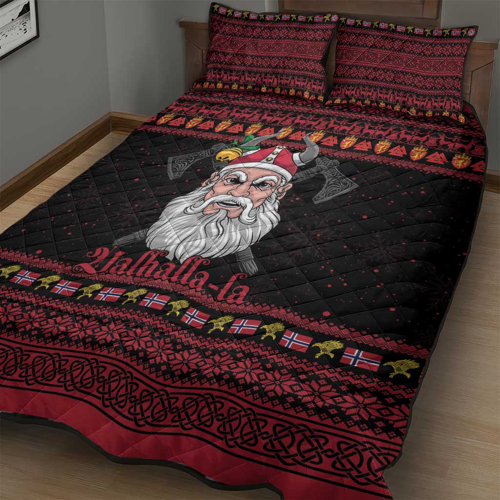 Norway Christmas Quilt Bed Set Valhalla La La Viking Santa - Wonder Print Shop