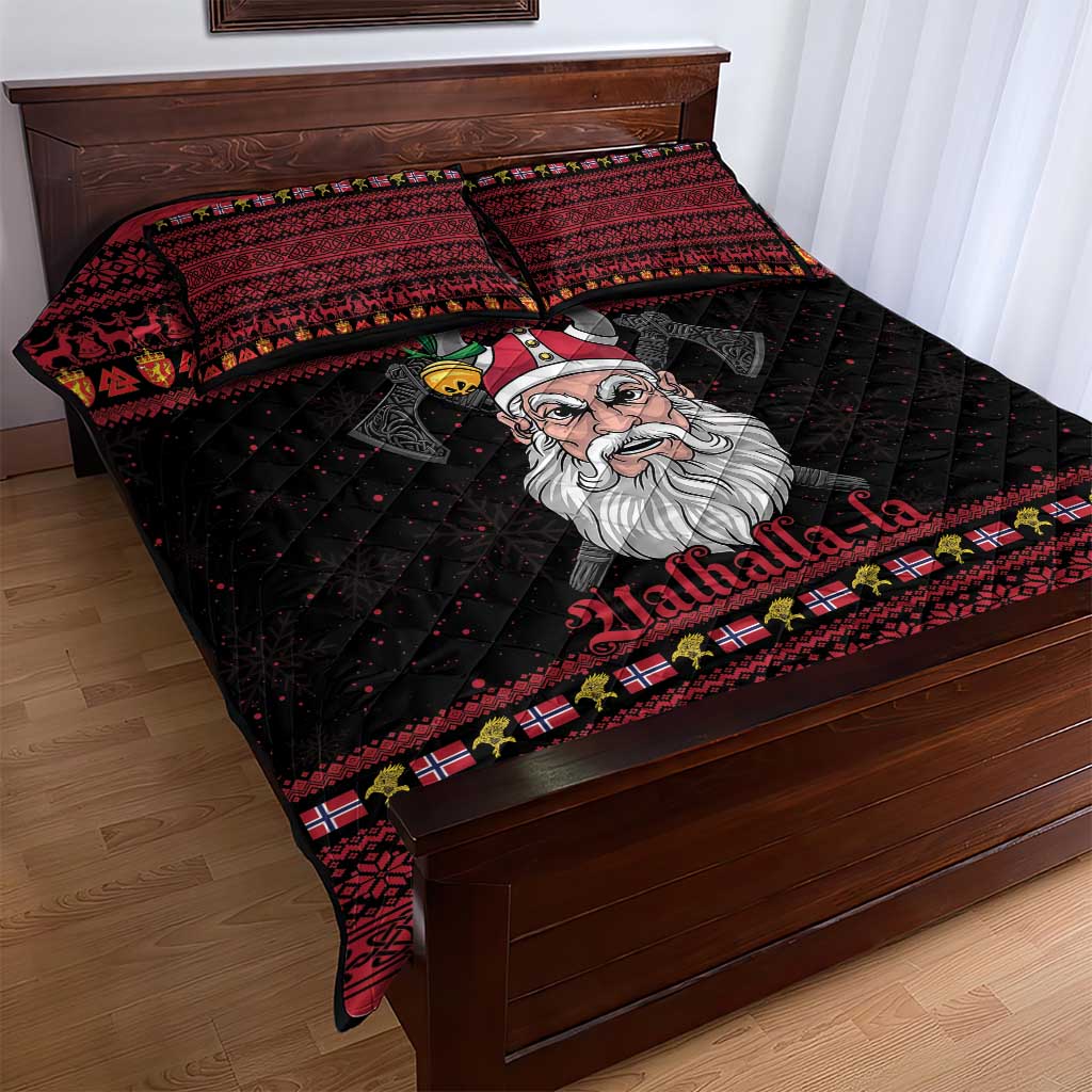 Norway Christmas Quilt Bed Set Valhalla La La Viking Santa - Wonder Print Shop