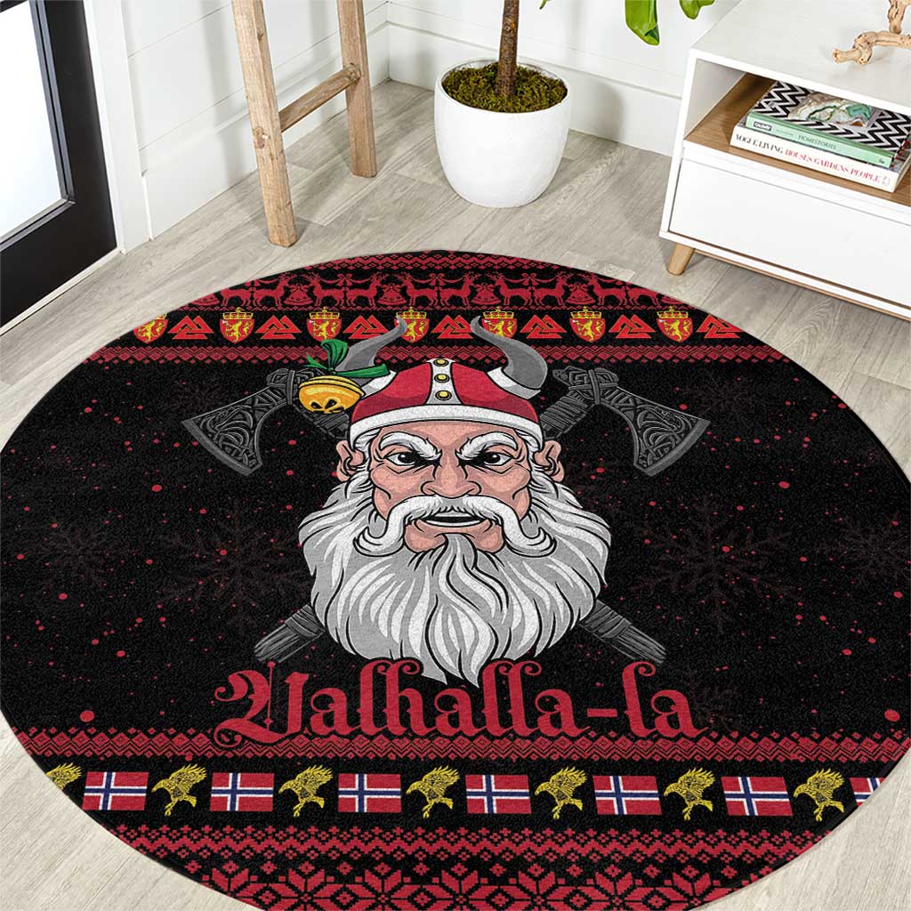 Norway Christmas Round Carpet Valhalla La La Viking Santa - Wonder Print Shop
