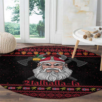 Norway Christmas Round Carpet Valhalla La La Viking Santa - Wonder Print Shop