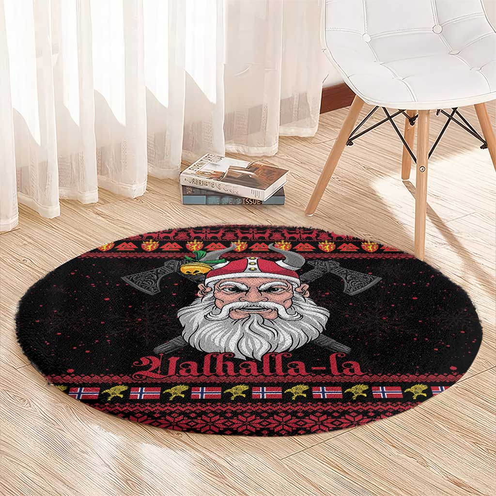 Norway Christmas Round Carpet Valhalla La La Viking Santa - Wonder Print Shop