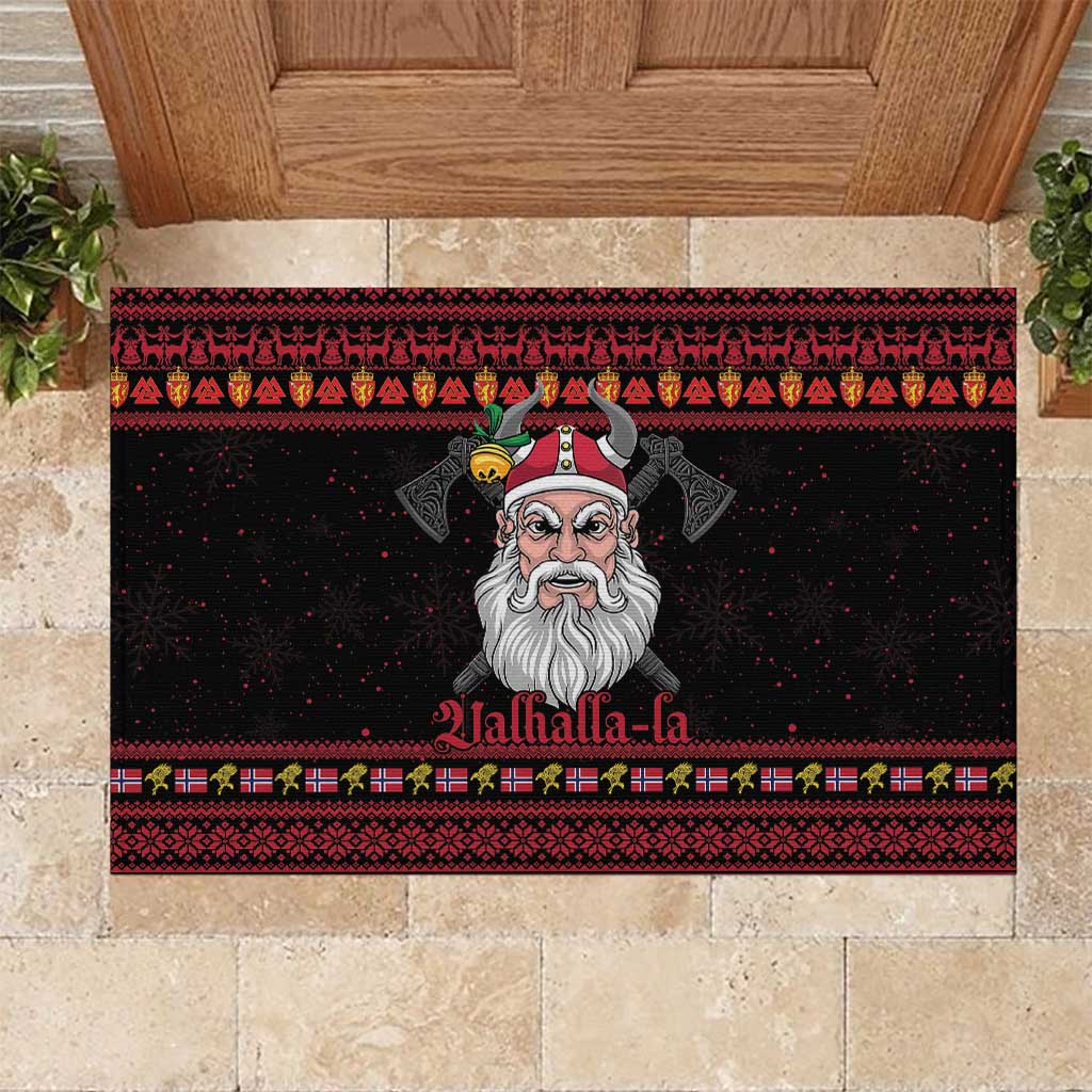 Norway Christmas Rubber Doormat Valhalla La La Viking Santa - Wonder Print Shop