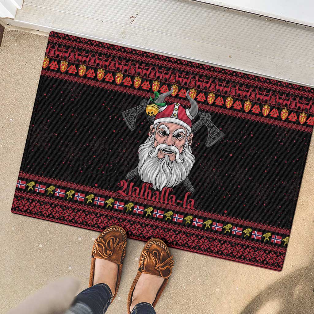 Norway Christmas Rubber Doormat Valhalla La La Viking Santa - Wonder Print Shop