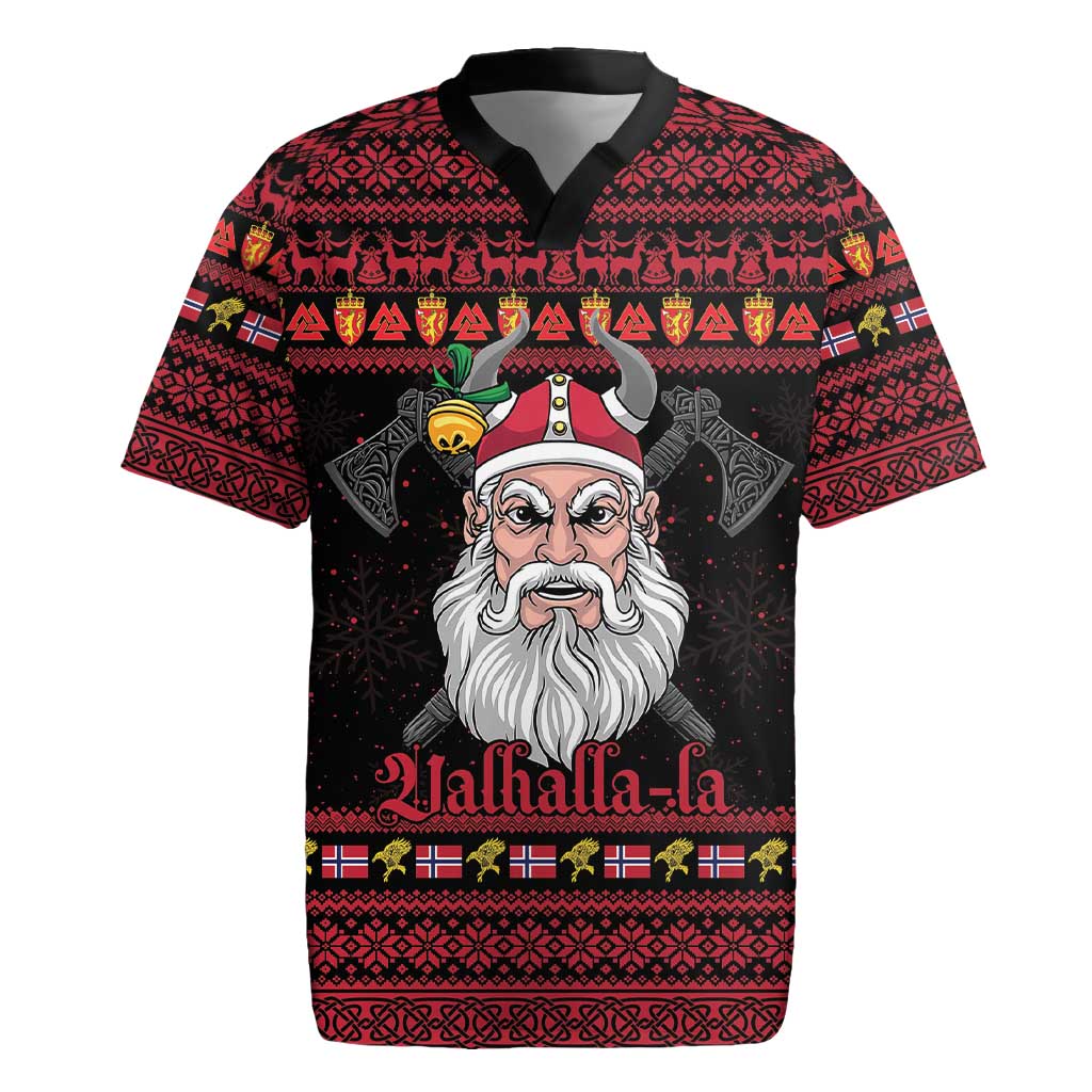 Norway Christmas Rugby Jersey Valhalla La La Viking Santa - Wonder Print Shop