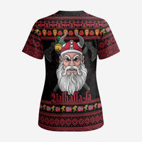 Norway Christmas Scrub Top Valhalla La La Viking Santa - Wonder Print Shop