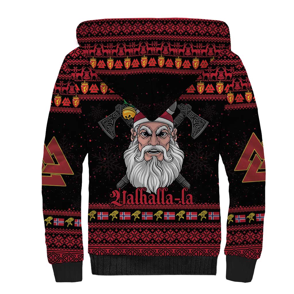Norway Christmas Sherpa Hoodie Valhalla La La Viking Santa - Wonder Print Shop