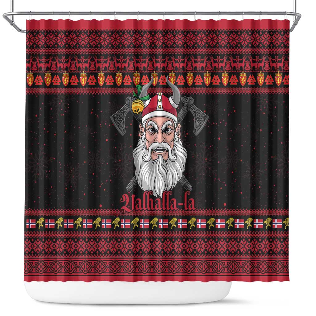 Norway Christmas Shower Curtain Valhalla La La Viking Santa - Wonder Print Shop