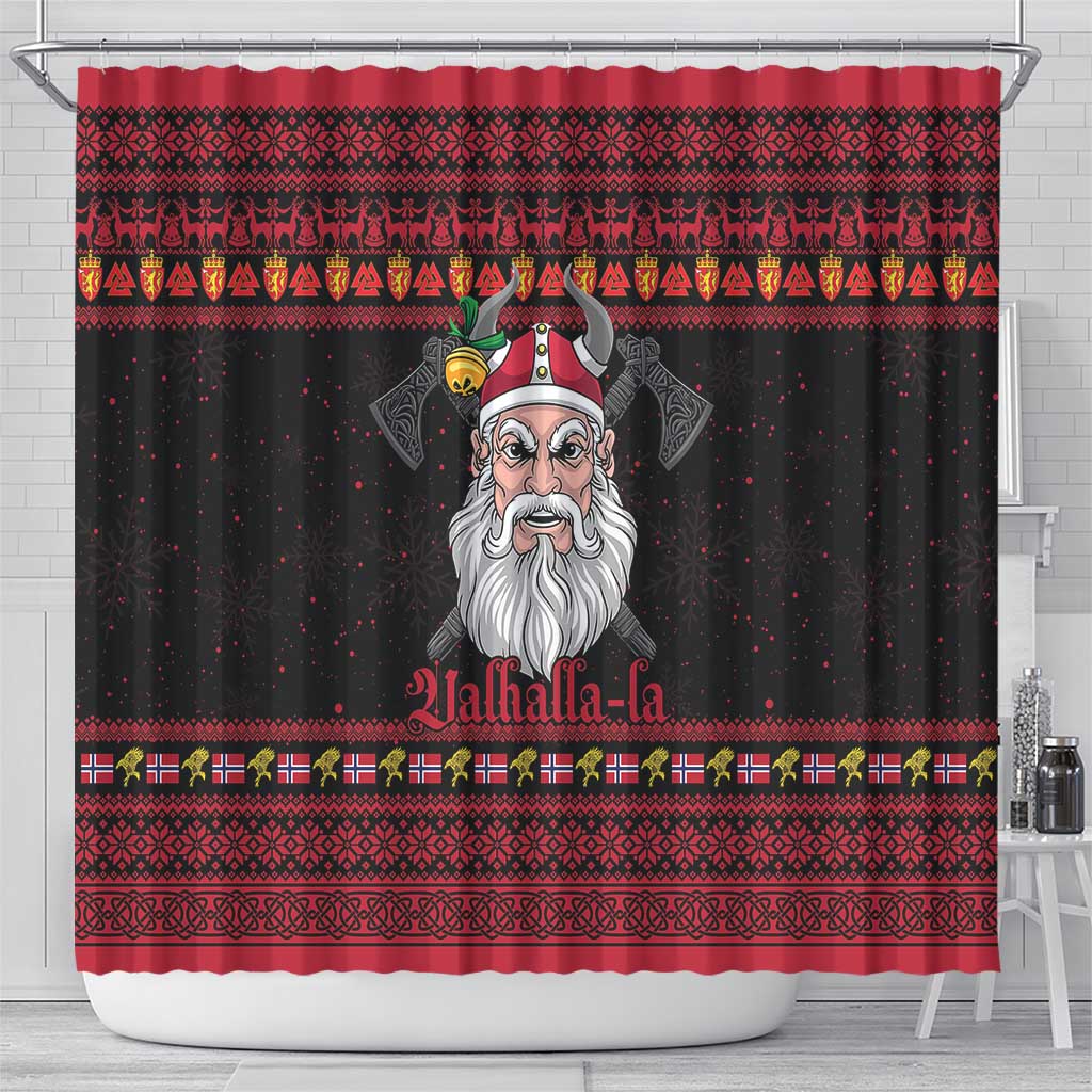 Norway Christmas Shower Curtain Valhalla La La Viking Santa - Wonder Print Shop