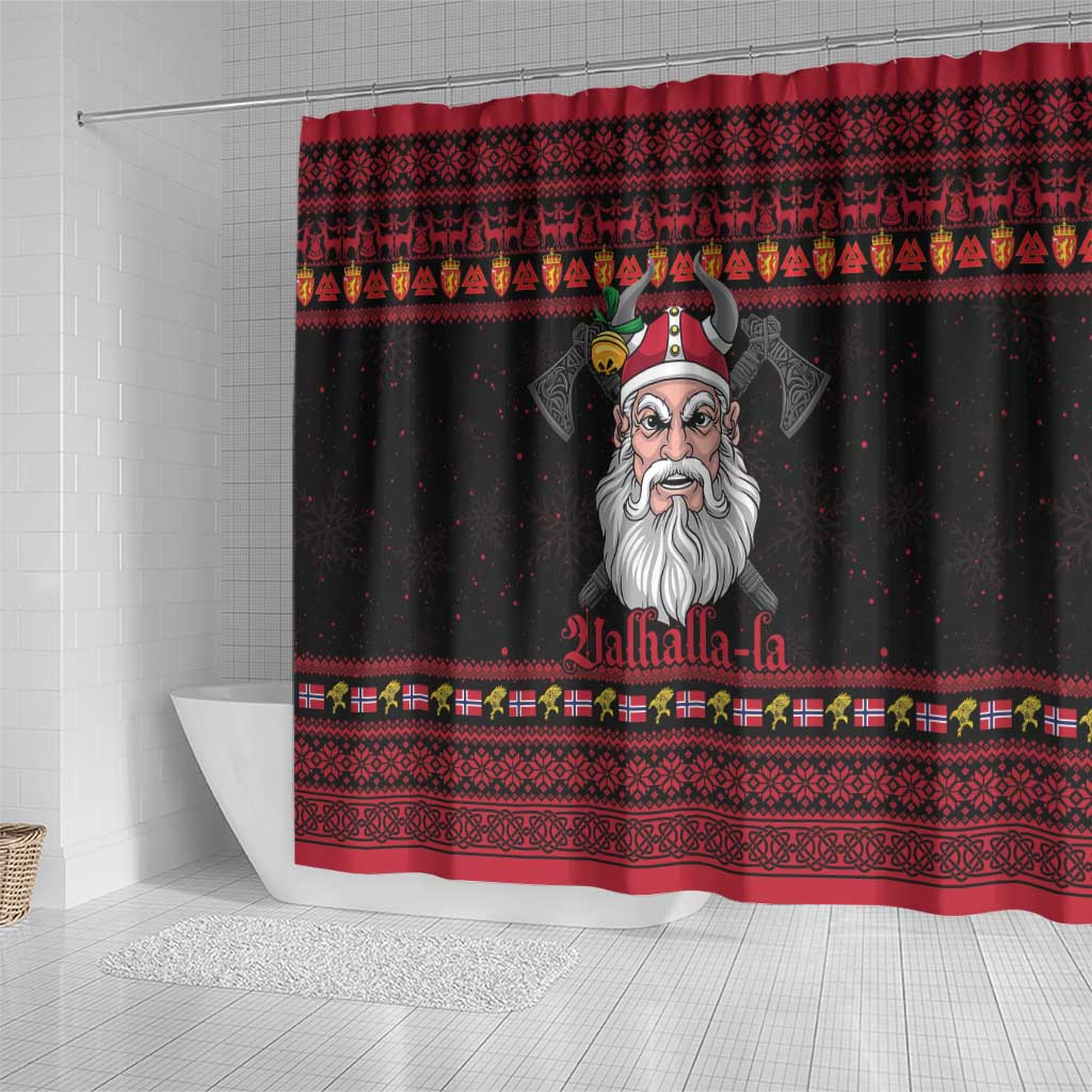 Norway Christmas Shower Curtain Valhalla La La Viking Santa - Wonder Print Shop