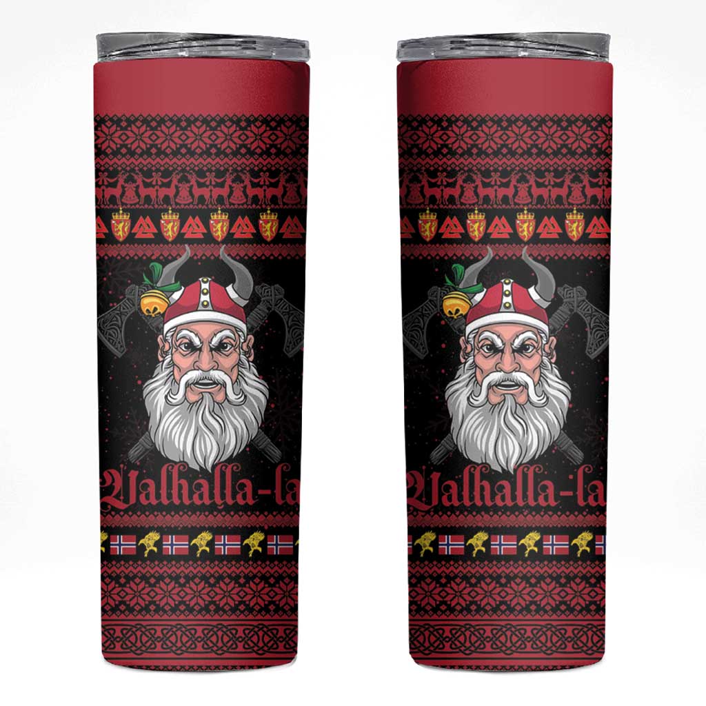 Norway Christmas Skinny Tumbler Valhalla La La Viking Santa - Wonder Print Shop