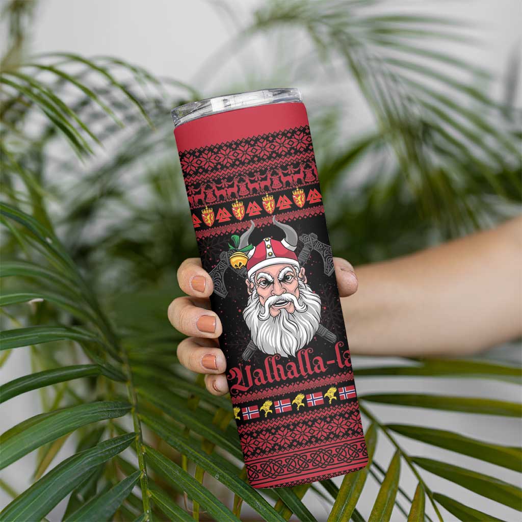 Norway Christmas Skinny Tumbler Valhalla La La Viking Santa - Wonder Print Shop