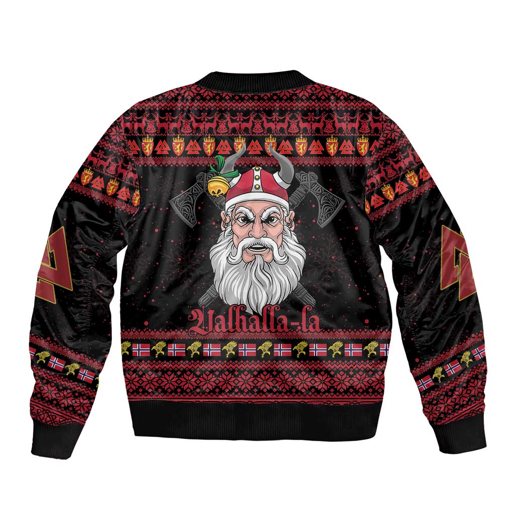 Norway Christmas Sleeve Zip Bomber Jacket Valhalla La La Viking Santa - Wonder Print Shop