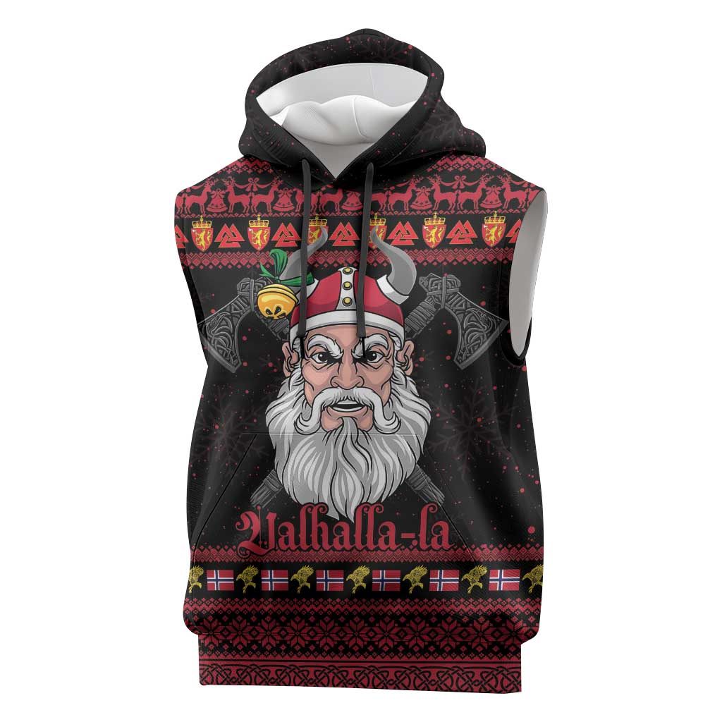 Norway Christmas Sleeveless Hoodie Valhalla La La Viking Santa - Wonder Print Shop