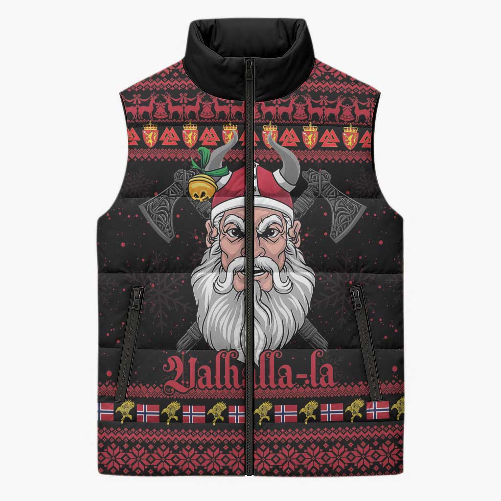Norway Christmas Sleeveless Puffer Jacket Valhalla La La Viking Santa - Wonder Print Shop