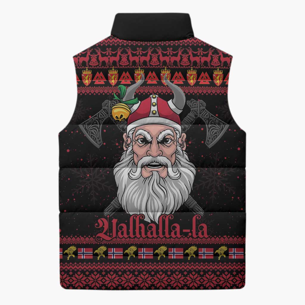 Norway Christmas Sleeveless Puffer Jacket Valhalla La La Viking Santa - Wonder Print Shop