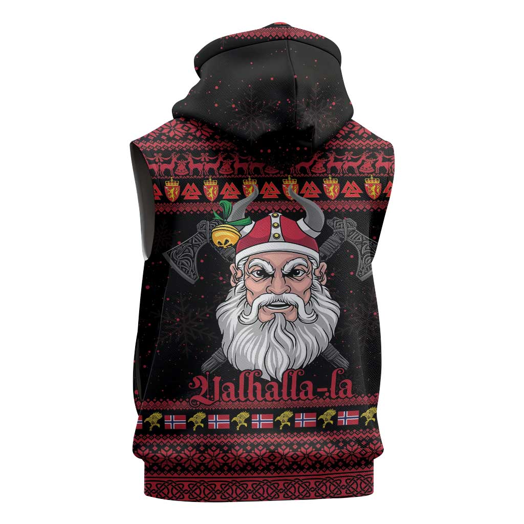 Norway Christmas Sleeveless Zip Hoodie Valhalla La La Viking Santa - Wonder Print Shop