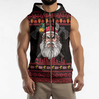 Norway Christmas Sleeveless Zip Hoodie Valhalla La La Viking Santa - Wonder Print Shop