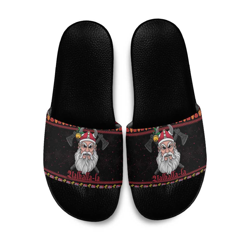 Norway Christmas Slide Sandals Valhalla La La Viking Santa - Wonder Print Shop