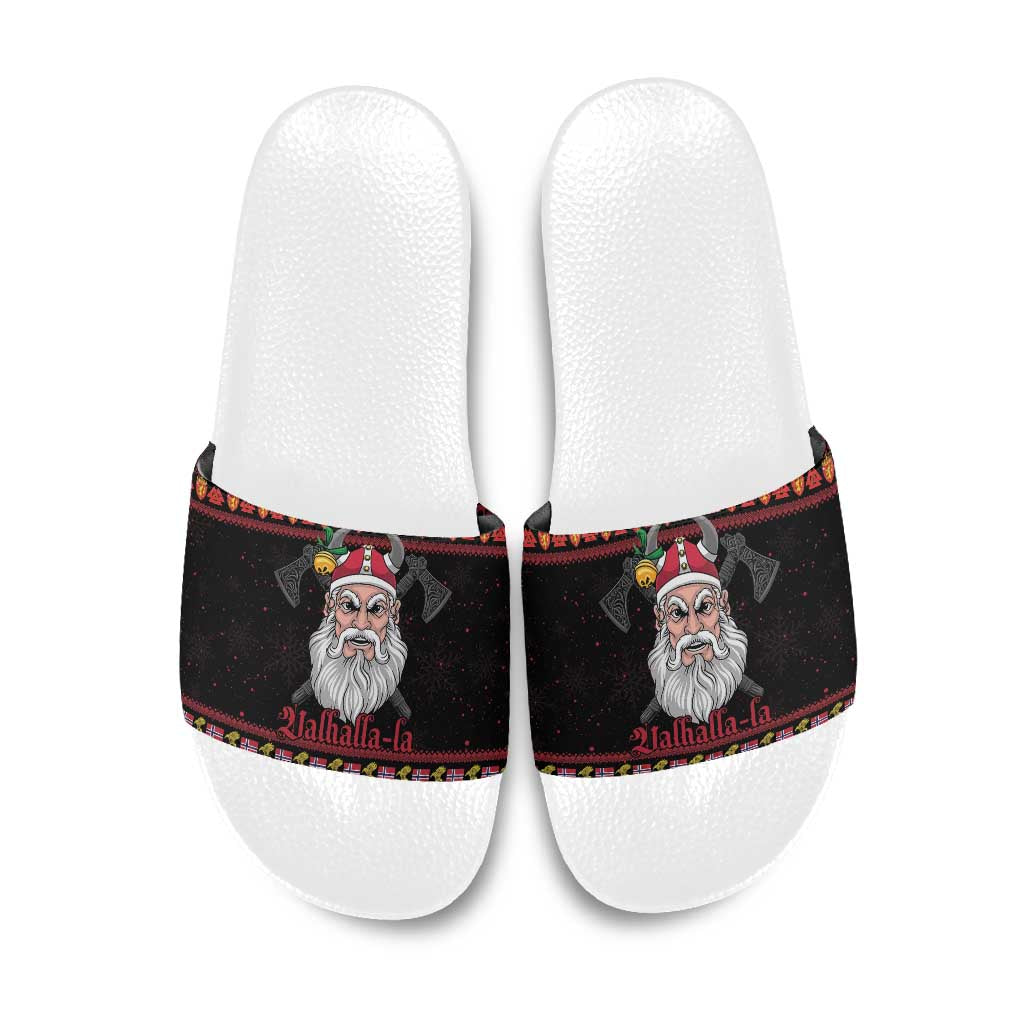 Norway Christmas Slide Sandals Valhalla La La Viking Santa - Wonder Print Shop